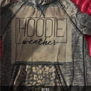 Gray and Cream Women's Hoodie